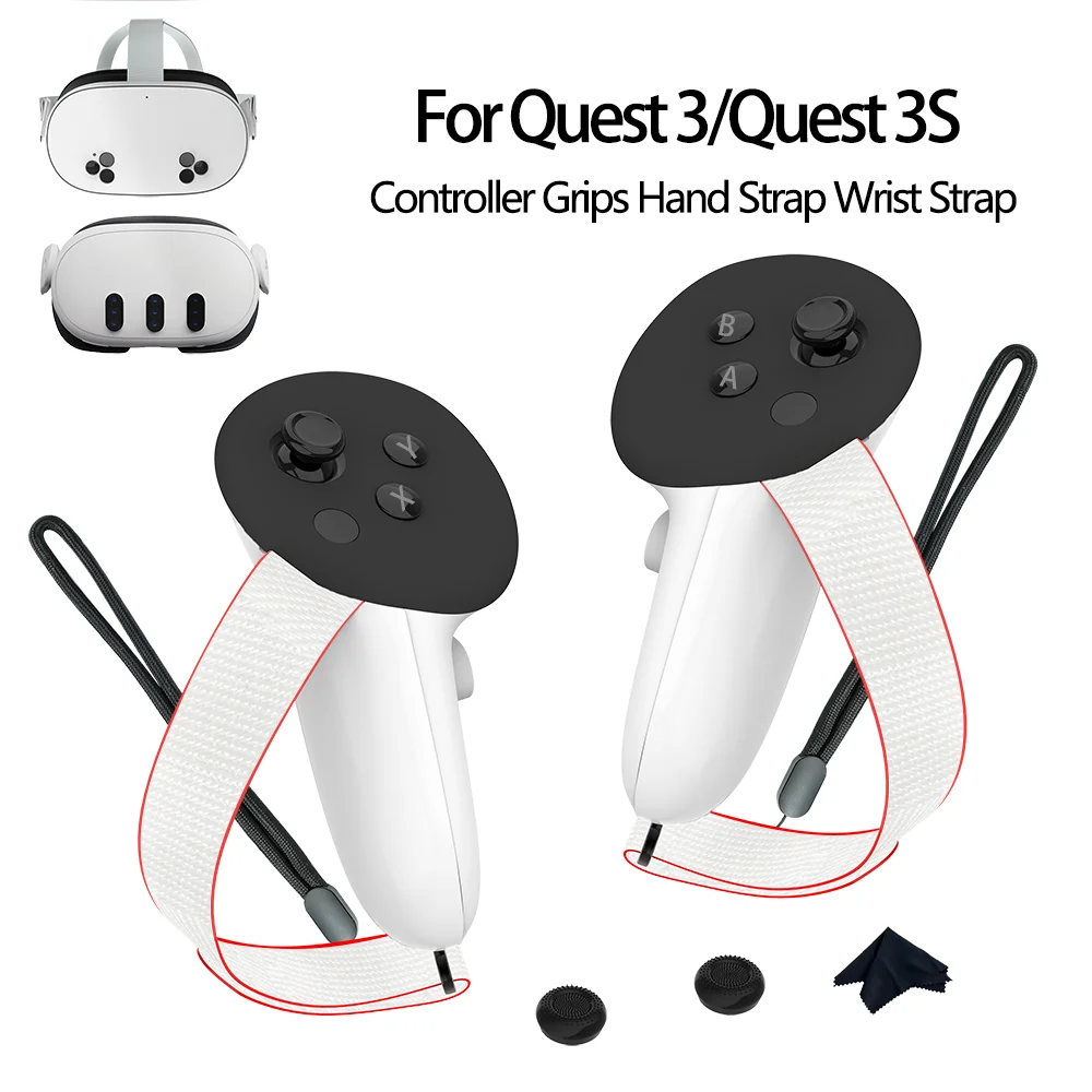 قبضة وحدة التحكم للحماية وحزام الرأس لملحقات سماعات الرأس Quest 3/Quest 3S المضفرة VR