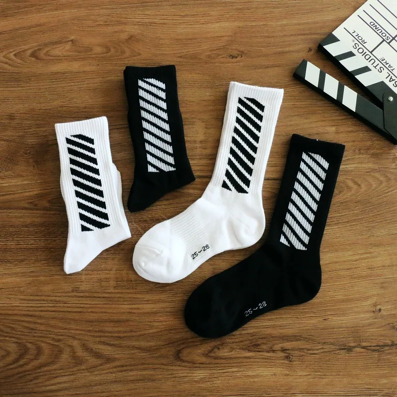 5 paia di calzini sportivi da uomo in cotone 100% strisce bianche nere traspiranti assorbenti del sudore calzini casual elastici caldi autunnali da donna