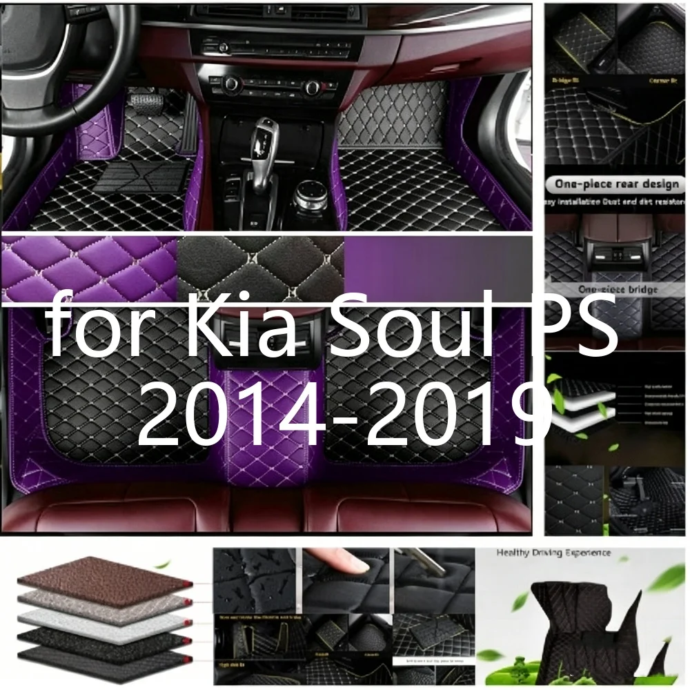 Tapis de sol de voiture de qualité supérieure, couverture complète, pour Kia Soul PS 2014 – 2019, 5 places, en cuir PU, imperméable, antidérapant, protection contre toutes les intempéries, doublures de sol intérieures pour voiture, 9176