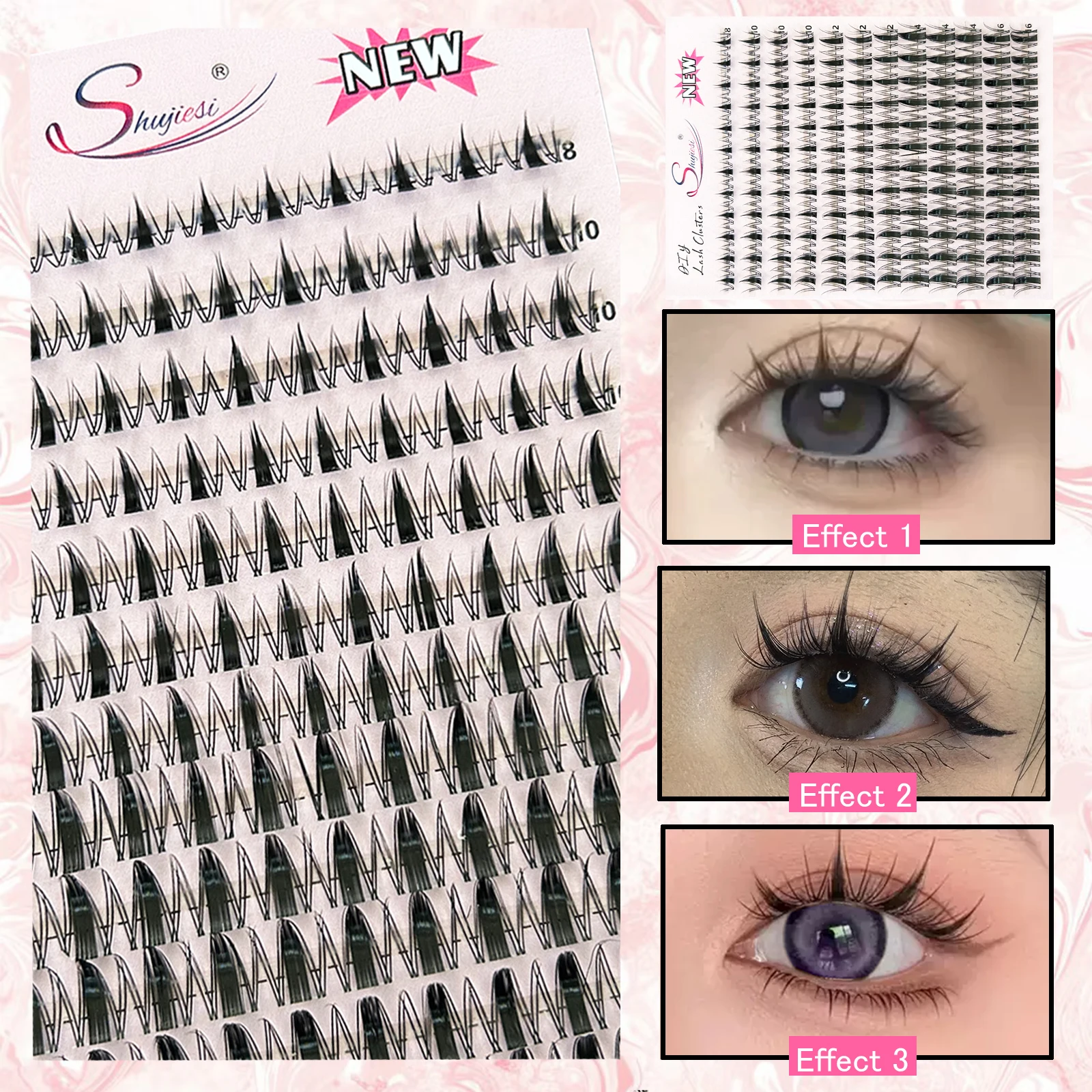 Shujiesi 288Pcs Large Capacity Manga Cluster Eyelashes Natural Pointed Individual Lashes Slender Korean Style Makeup Lashes