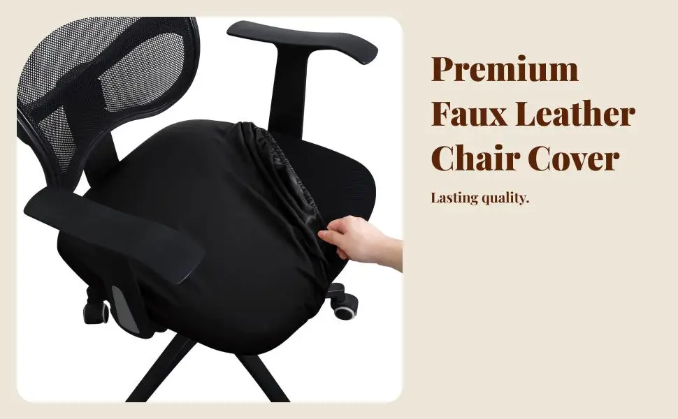 Universal Office Chair Cover Faux Leather Rotating Chair Slipcover Waterproof Dustproof for Home Study Cushion