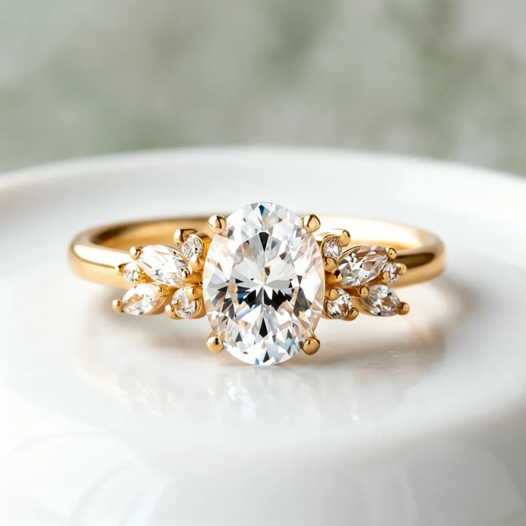 

CxsJeremy 14K Yellow Gold 2.0 CT 7x9mm Oval Cut DEF Moissanite Engagement Wedding Ring Anniversary Gift for Women Fine Jewelry