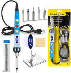 Soldering Iron Electric Welder Tool Kit Dremel 80W Digital LCD Adjustable Temperature Welding Tool With Tip for Soldering Iron