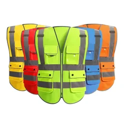 Reflecterend werkvest Veiligheidsvesten met hoge zichtbaarheid Meerdere zakken Bouwkleding Heren werkkleding Hi Vis werkkleding