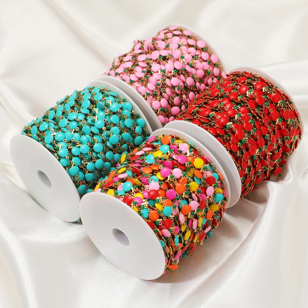 1 Meter Edelstahl Handgefertigte Emaille Apfel-Erdbeer-Kette DIY Schmuck Kinder Mädchen Halskette Armband Zubehör Ohrringe Herstellung – Detail 6