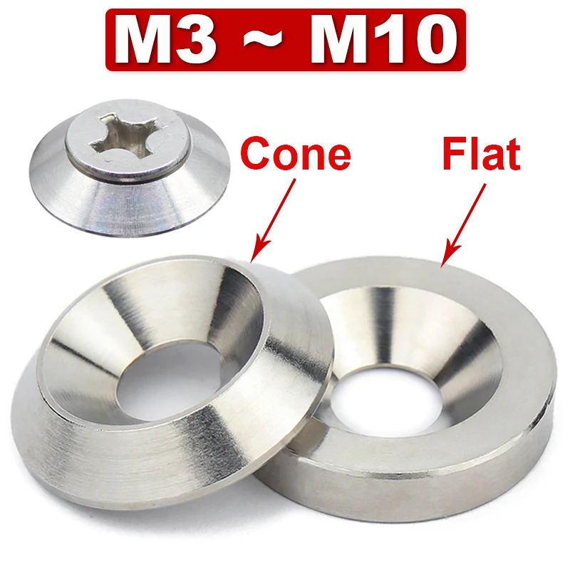 

304 Stainless Steel Tapered Fisheye Gasket,Countersunk Screw Concave-convex Tapered Gasket,Solid Decorative Gasket M3M4M5M6M8M10