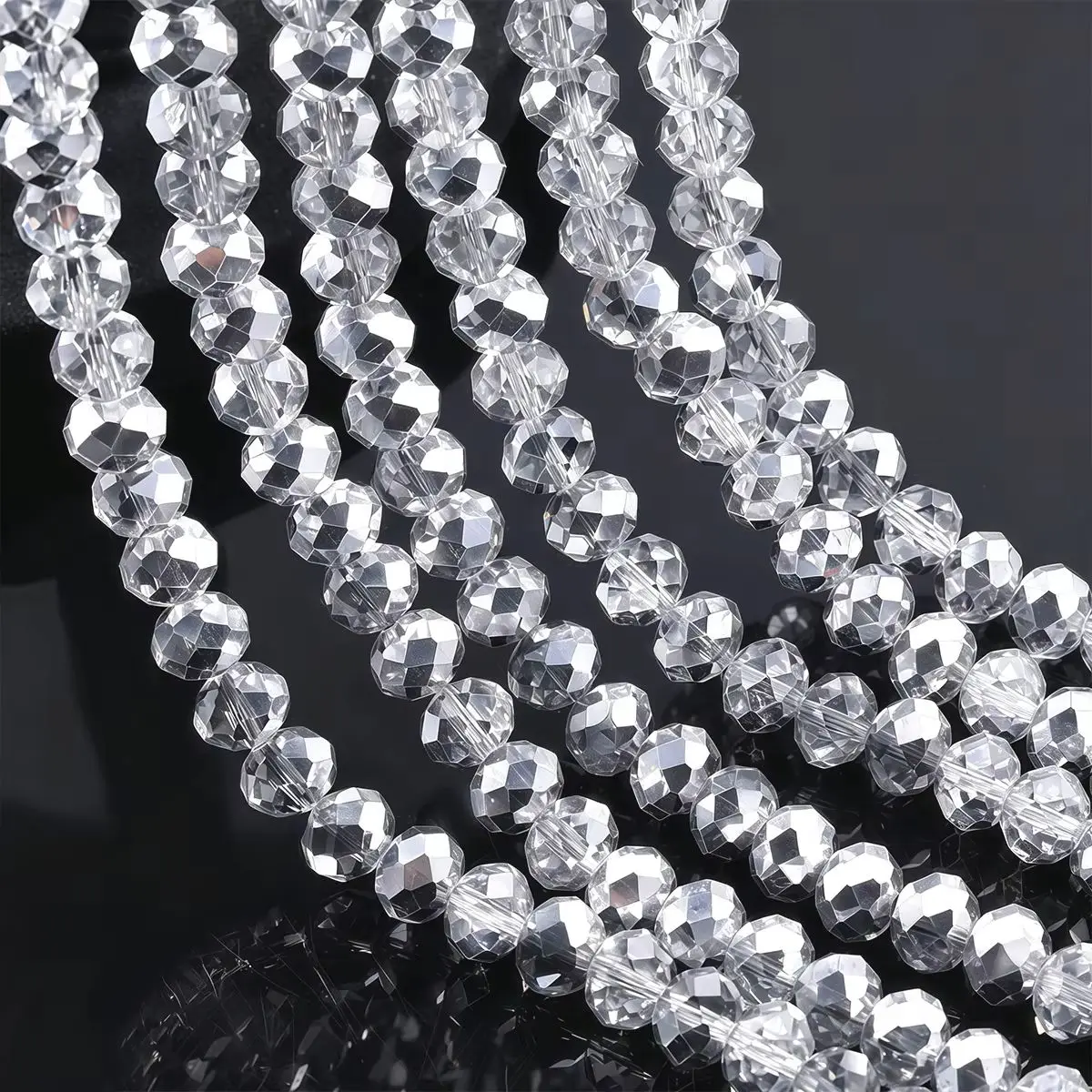2-10mm 20-200Pcs AB Color Silvery Round Faceted Crystal Glass Beads for DIY Bracelets Necklaces Keychains Various Jewelry Making