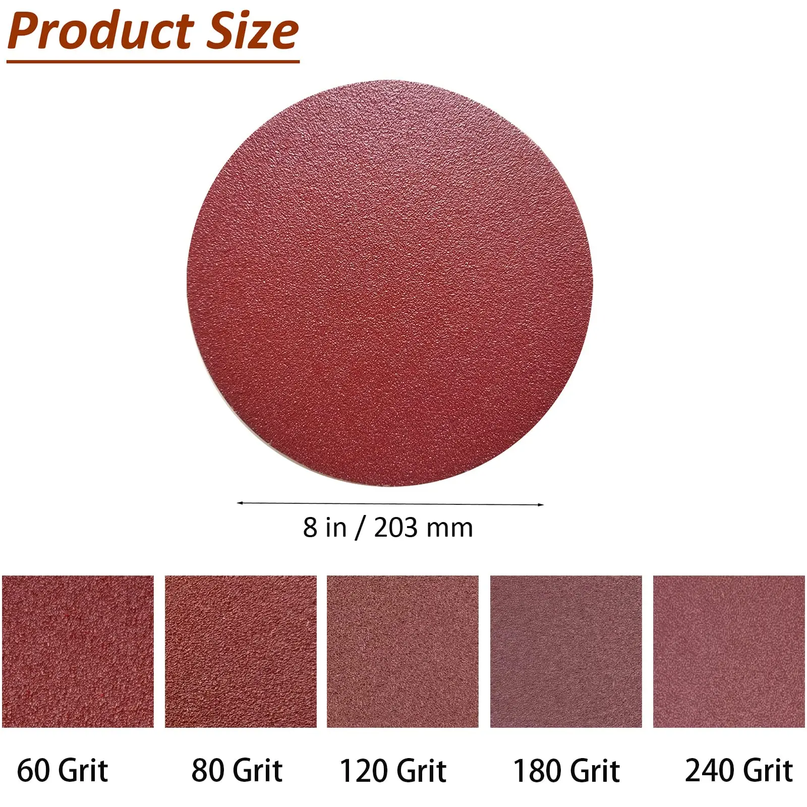 50PCS 8Inch PSA Sanding Discs 60-240 Grit Self Adhesive Stickyback Sandpaper for DA Sander, Sand Automotive, Woodworking Tools