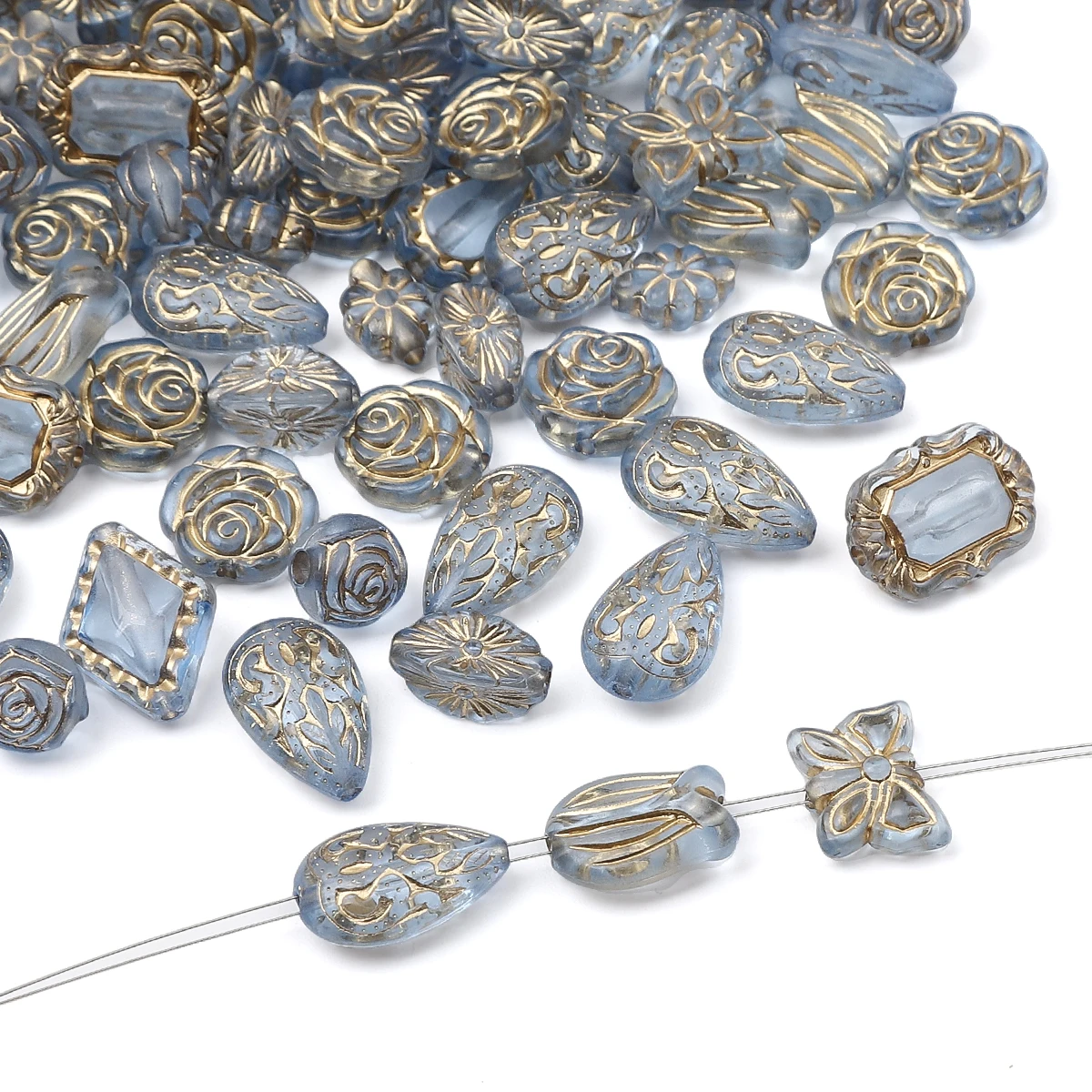 20 g/Beutel Acryl transparente mattierte Gold-Mischperlen, verstreute Perlen, handgefertigte DIY-Herstellung von Armbändern, Halsketten, Ohrringen, Wechselstrom