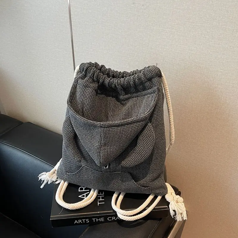 Backpack Women Small Wings Hoodies Fashion Simple Backpack String Girls Bag