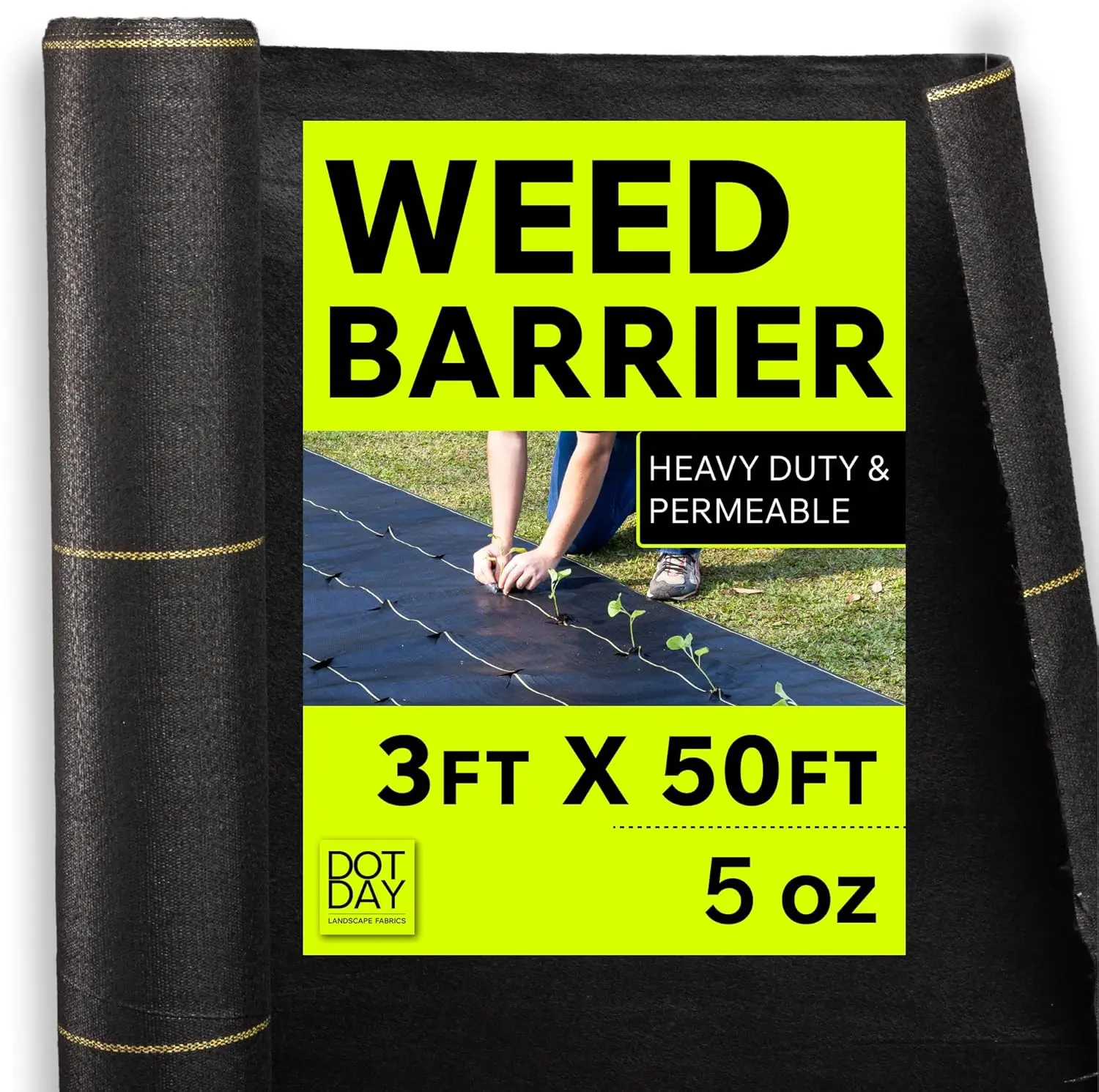 

XBAR Weed Barrier Heavy Duty - 5oz Dual Layer, 3ft x 50ft Landscape , Woven, Needle-Punched, UV-Stabilized, for Gra