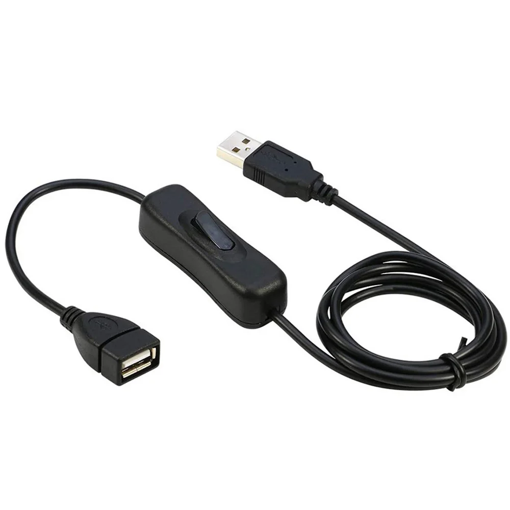 STONEGO USB Switch Extension Cable Support Data Transmit and Power Supply with On/Off Power Switch for LED Strips, USB Devices