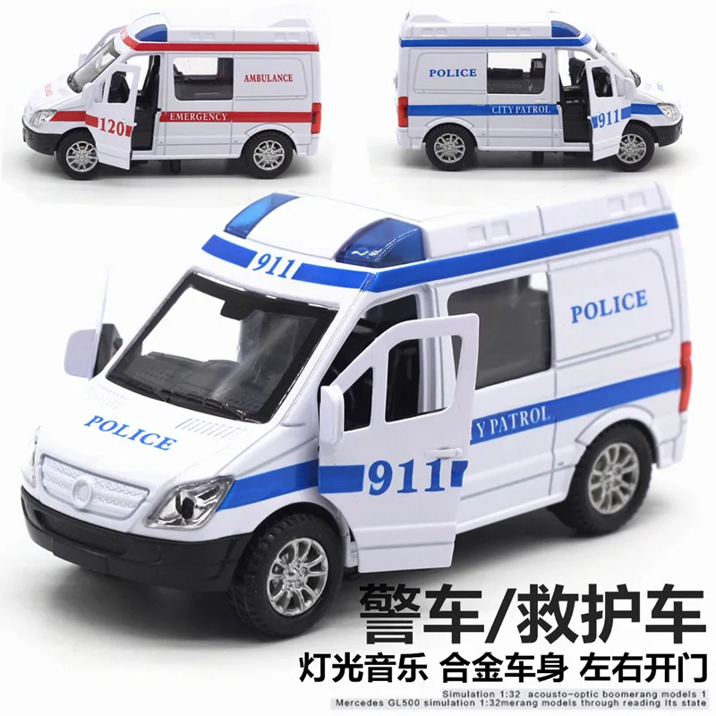 1:32 auto della polizia ambulanza alta simulazione pressofuso auto in lega di metallo modello auto giocattoli per bambini regali di raccolta