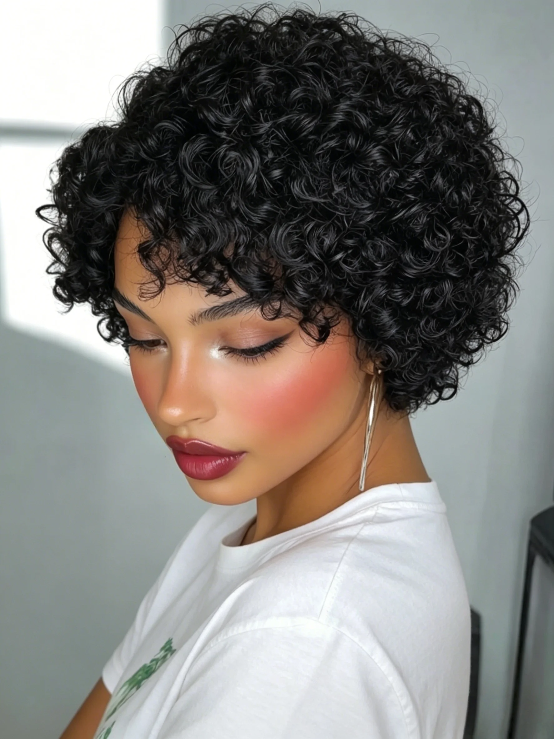 

Human Hair Wigs Pixie Cut Afro Kinky Curly Bob For Women Full Machine Made Wigs