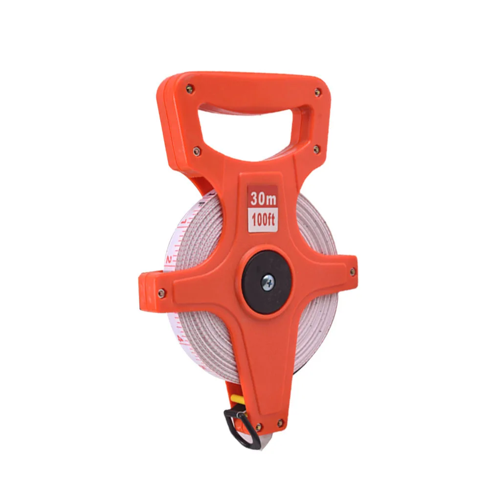 Rugged 30M Retractable Metric Tape Measure with High Visibility Orange Shell Anti Idling Rocker Four for Engineering