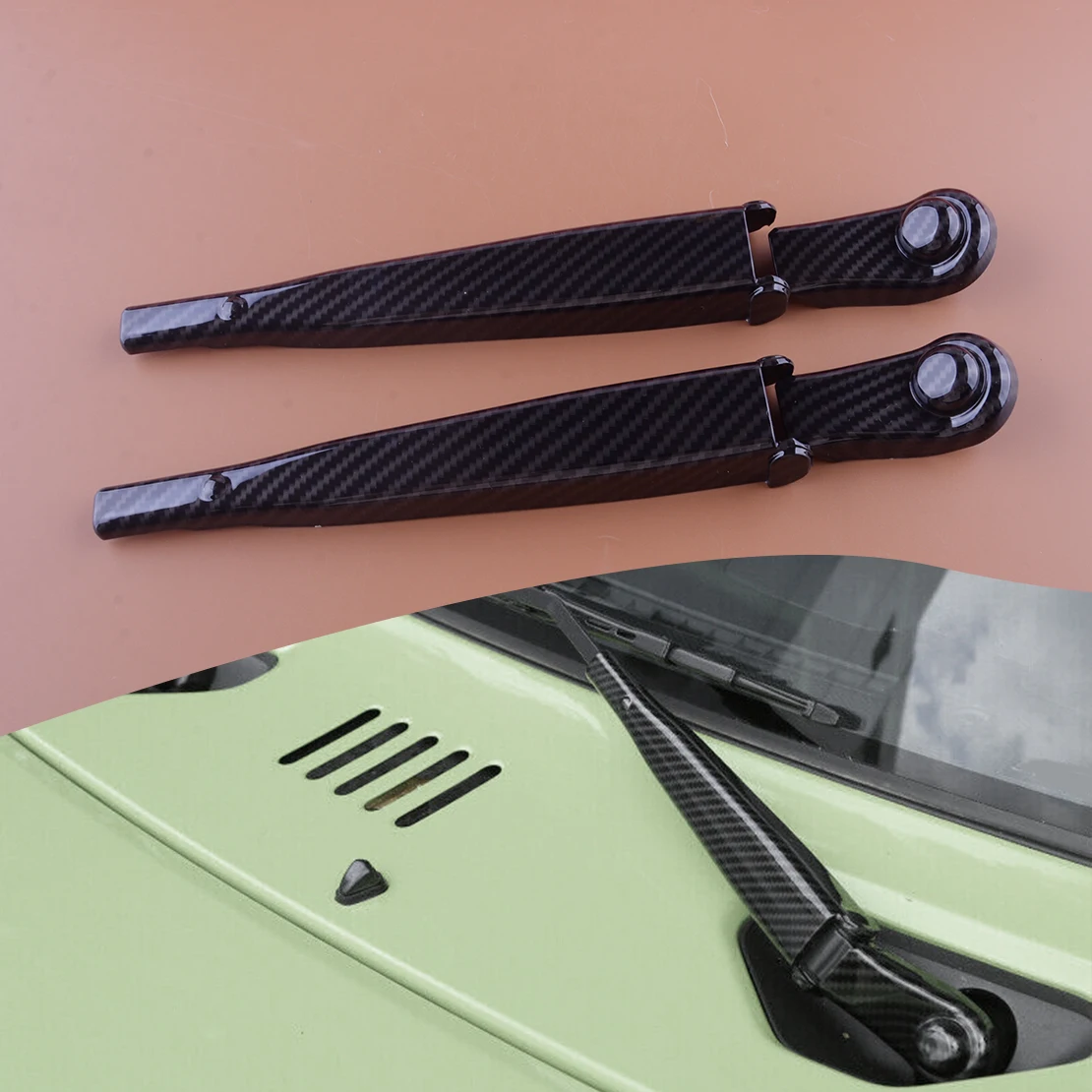 

1 Set Front Window Windshield Wiper Arm Trim Cover Decor Cap Fit for Suzuki Jimny 2019-2021 LHD Carbon Fiber Style Black ABS