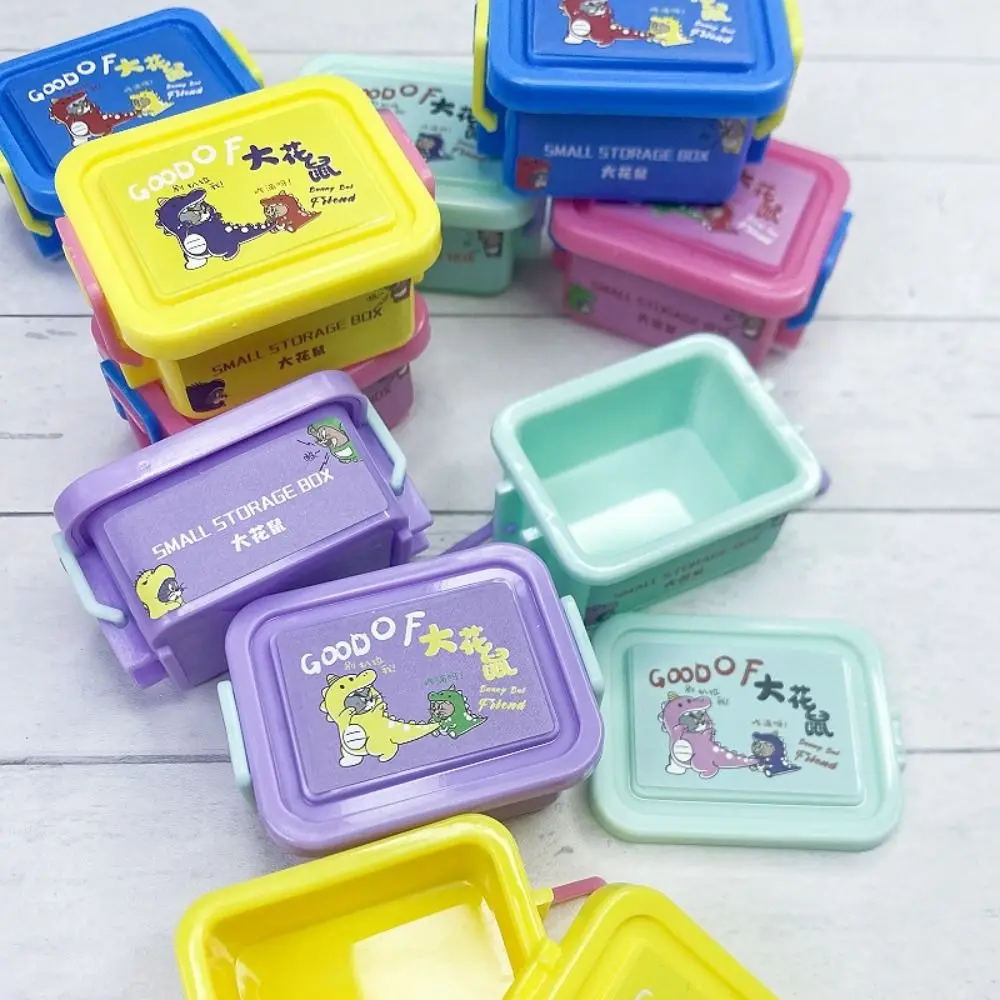 Plastic 1:12 Dollhouse Mini Storage Box Model Emulational Colorful Simulation Storage Bin with Cover Storage Container Model