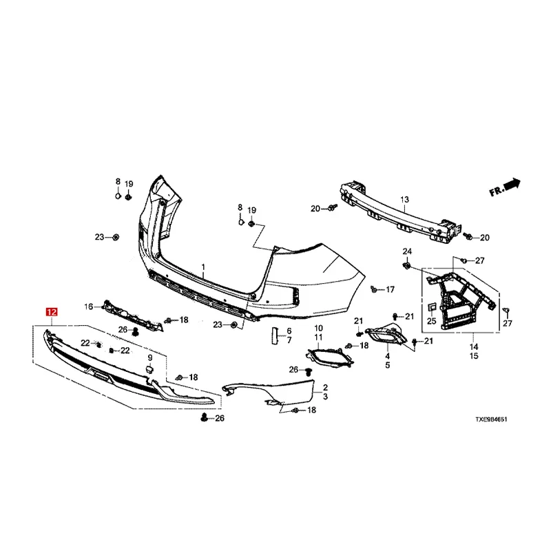 

Хо nd a Интерьер/Бампер Задний бампер (21-) Правая накладка заднего бампера 71520TXEH61/71520-TXE-H61/71520 TXE H61