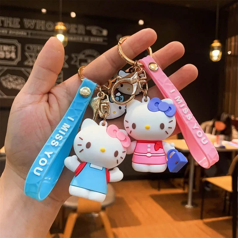 Hello Kitty Cinnamon Dog Anime Keychain Doll My Melody Key Chains Kuromi Small Pendant Sanrio Phone Bag Accessories Girls Gifts