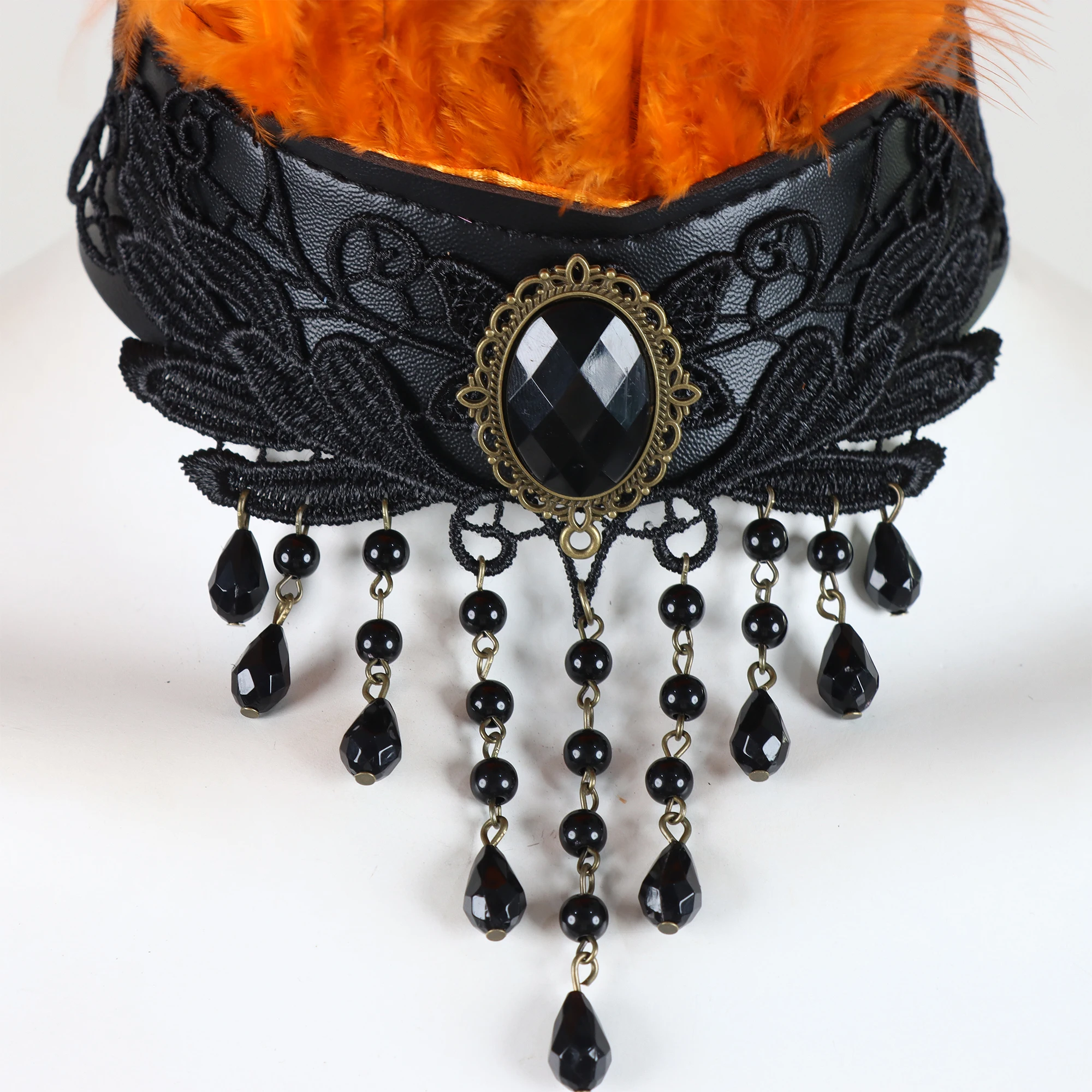 Feather Fake Collar, Neck Accessory Adjustable PU Leather with Feather Wrap Collar, Suitable for Cosplay and Halloween Party