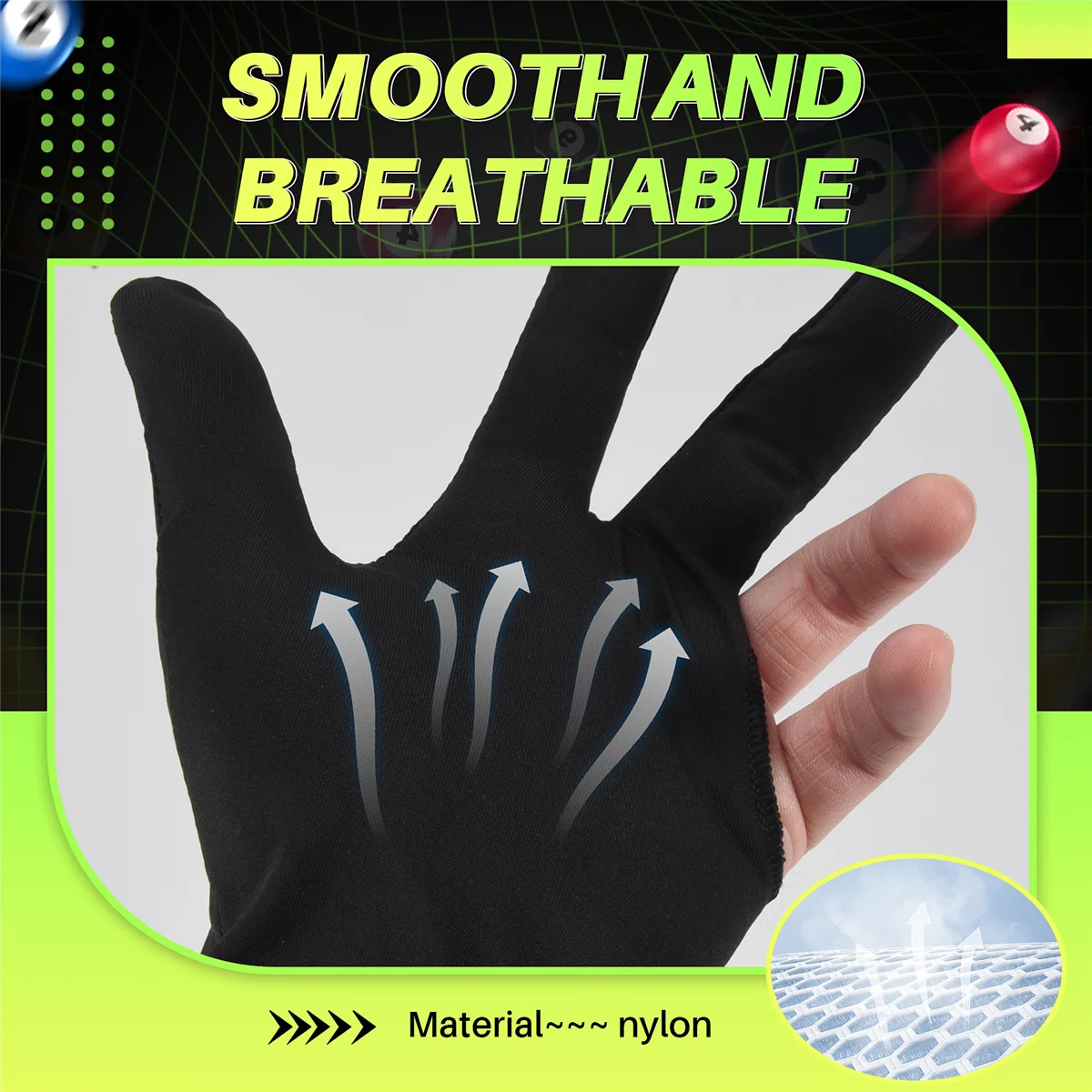 20 piezas guantes de billar transpirables, guantes de mano izquierda derecha de billar, guantes de taco de 3 dedos para mujeres y hombres, accesorios de billar