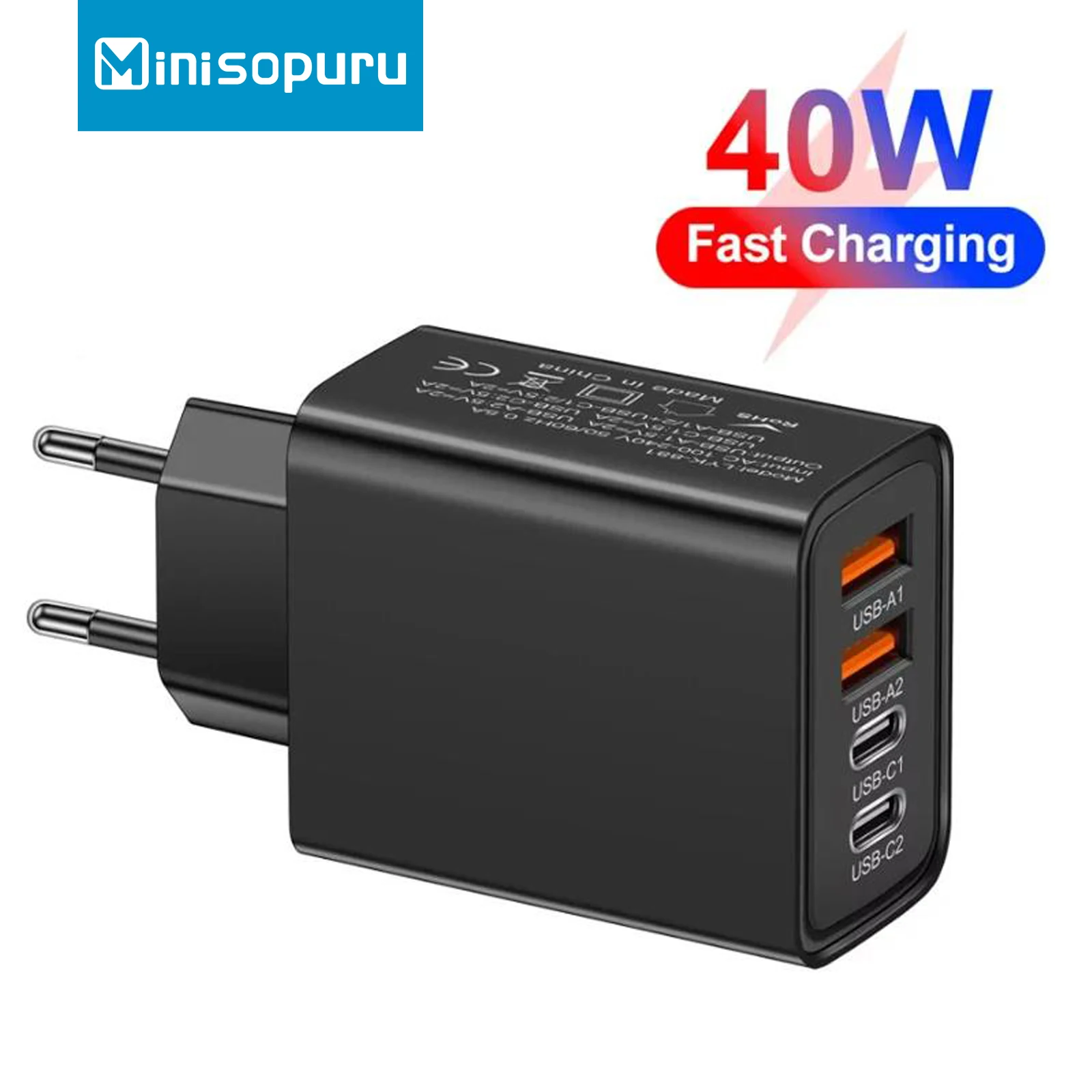 

USB C Charger Block, 40W Fast USB C Wall Charger 4-Port PD Power Adapter + QC Wall Plug Multiport Type C Charging Block Cube