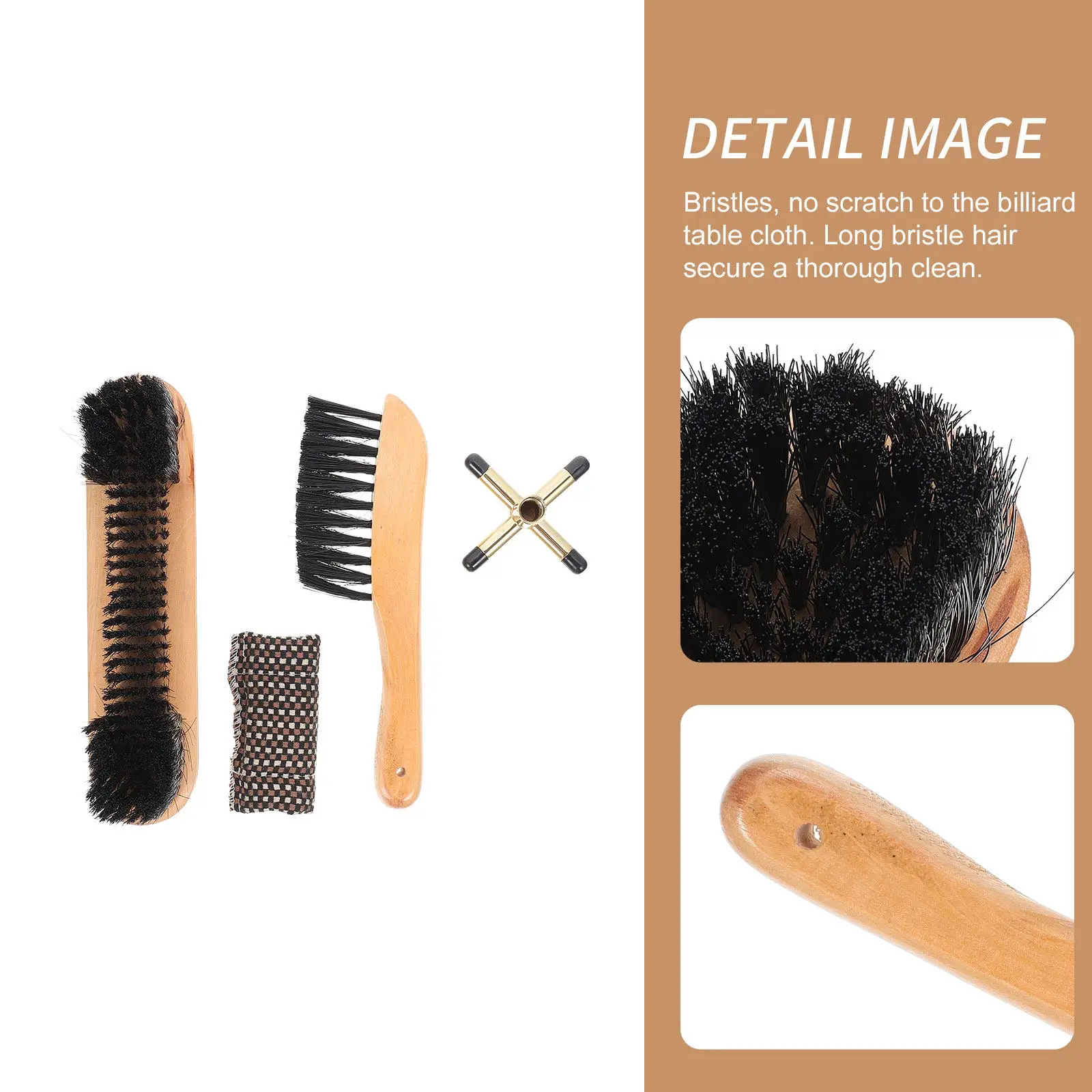 

1Set Pool Table Clean Set Dual Length Bristle Brush No Scratch Powder Dust Removal Cue Holder Rack Billiard Accessories Cleaning