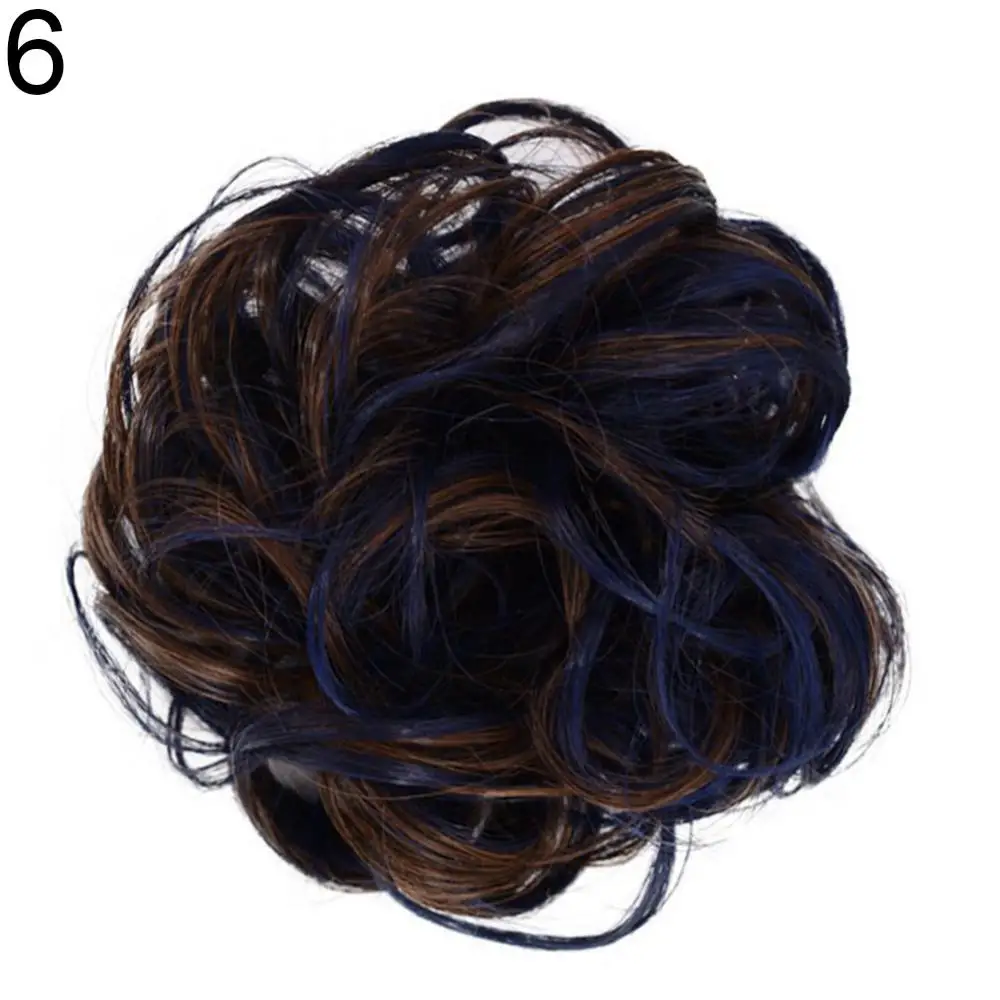 Synthetic Chignon Messy Bun Claw Clip in Hair Piece Wavy Curly Hair Bun Ponytail Extensions Scrunchie Hairpieces for Women