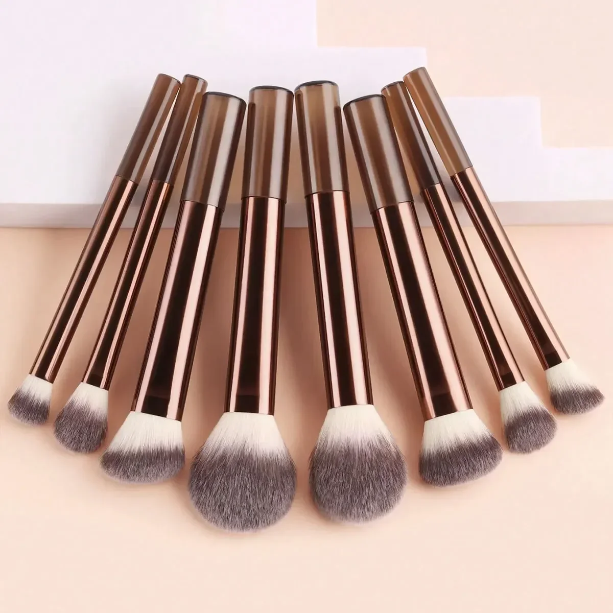 Professional Multifunctional Makeup Brush Set, 8pcs Long-Handle Makeup Brushes Including Powder, Blush, Foundation, Contour,