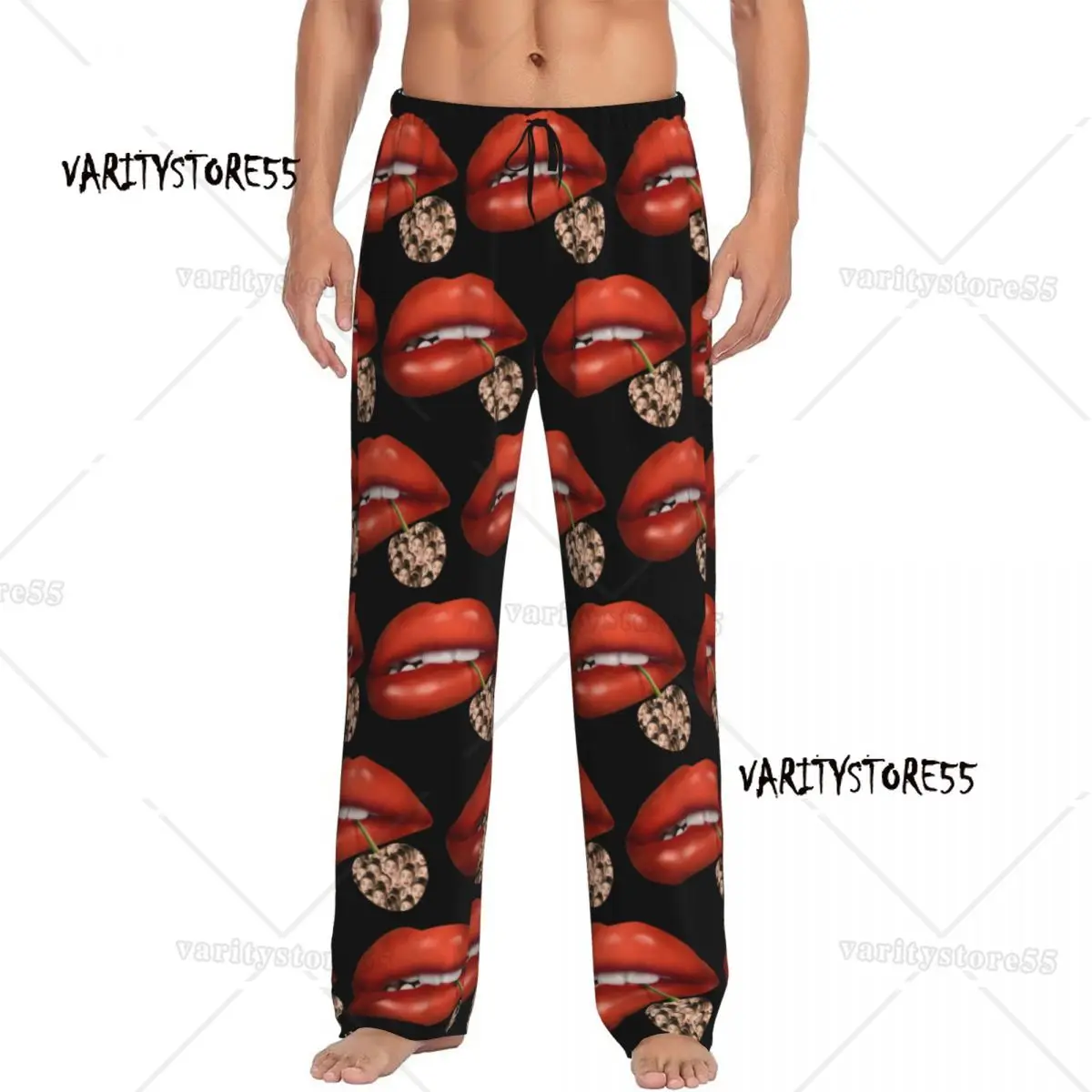 

Мужские пижамные штаны с черным фоном и принтом на заказ, одежда для сна, штаны для сна с карманами