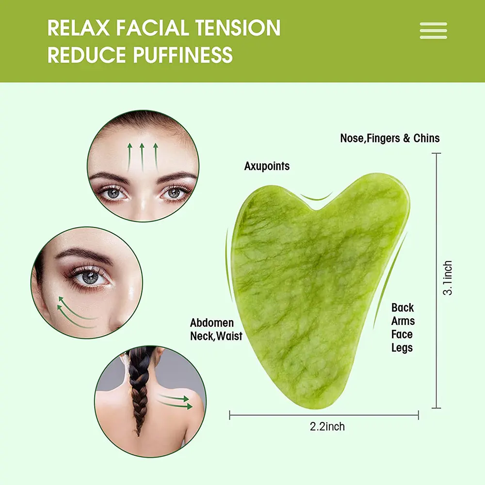 Natural Xiuyu Jade Gua Sha Scraping Face Massager SPA Skin Care Massage Tools Guasha Scrapers Facial Body Jade Massager