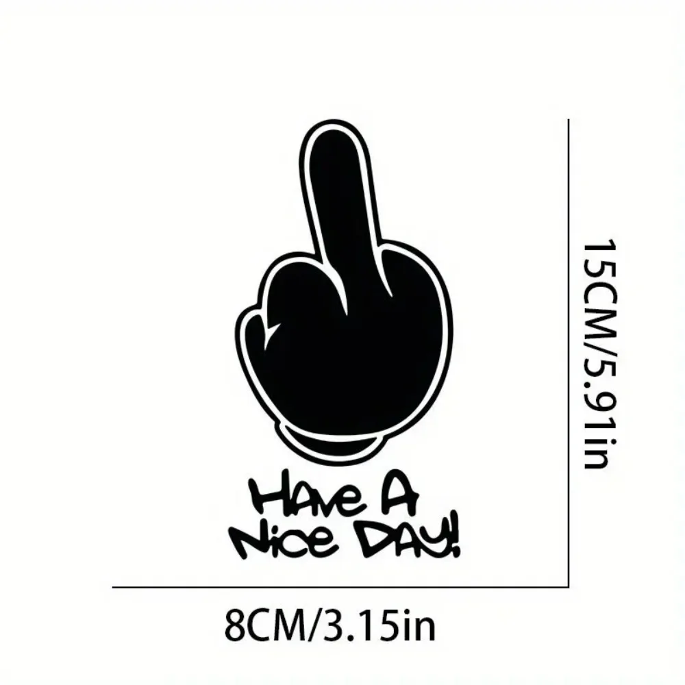 1PCS High beam creative car stickers, turn off high beam car stickers, grip middle finger, funny modification stickers