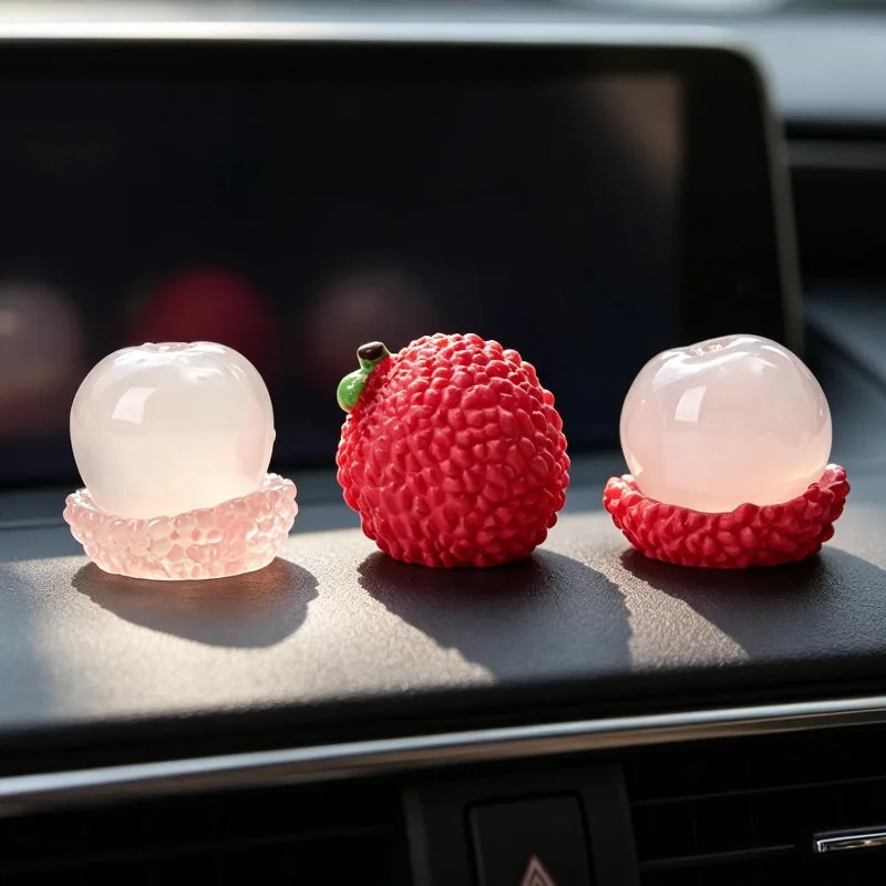 Car Personalized and Creative Cartoon Decorations on The Center Console Simulating Lychee Auto Interior Decorations