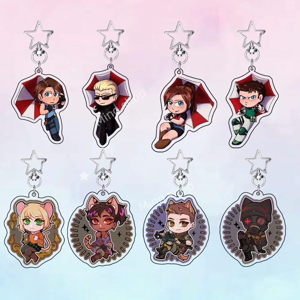 Resident Evil Requiem Game 6cm Leon Kennedy Anime Acrylic Figure Collectible Stand Cute keychain Desktop Decoration fans Gift