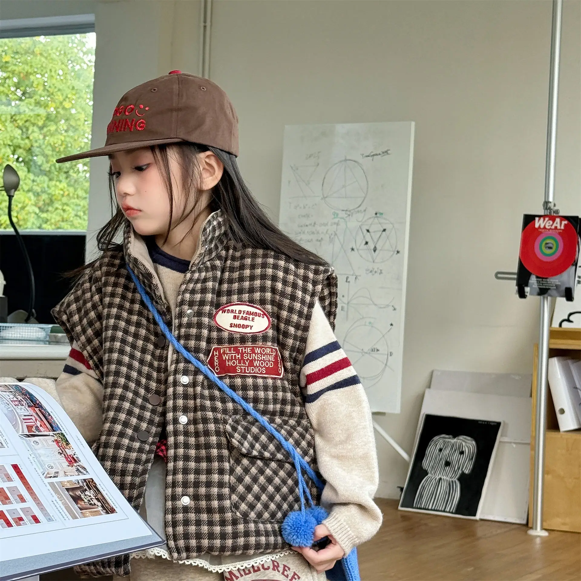 

2025 Winter New Children Warm Vest Boys Girls Cotton Padded Jacket Plus Velvet Thick Baby Sleeveless Plaid Coat Kids Clothes