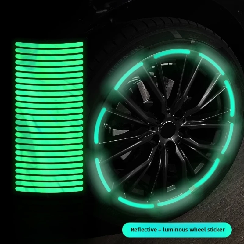

Car Wheel Hub Reflective Stripes Sticker Driving Safety Tire Decor Warning Sticker Warning Reflective Tape Car Accessories