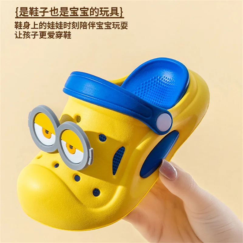 Minions Children Slipper Lightweight Anti Slip Hole Shoes Outdoors Beach Shoes Anime Waterproof Soft Summer Sandals Kids Gift