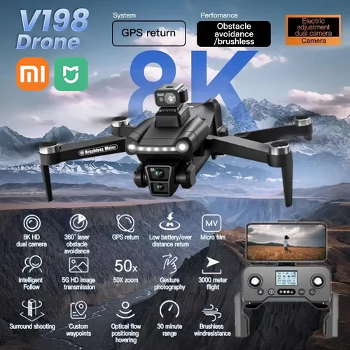 Imagen 1 del producto Xiaomi MIJIA V198GPS Drone ESC 8K HD Profesional sin escobillas láser evitación de obstáculos aéreo óptico plegable Quadcopter Dron nuevo