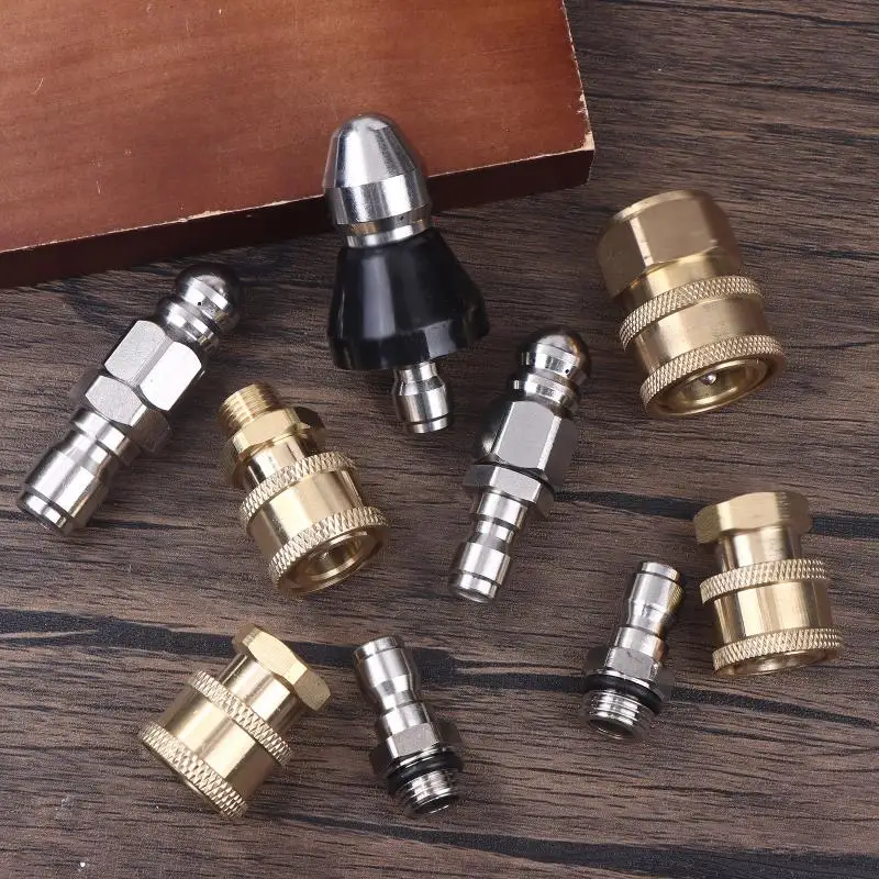 Sewer Jetter Nozzle Mini With 1/4'' Quick Connect Drain Cleaning Nozzle Tips Kit For Drain Jetting Hose