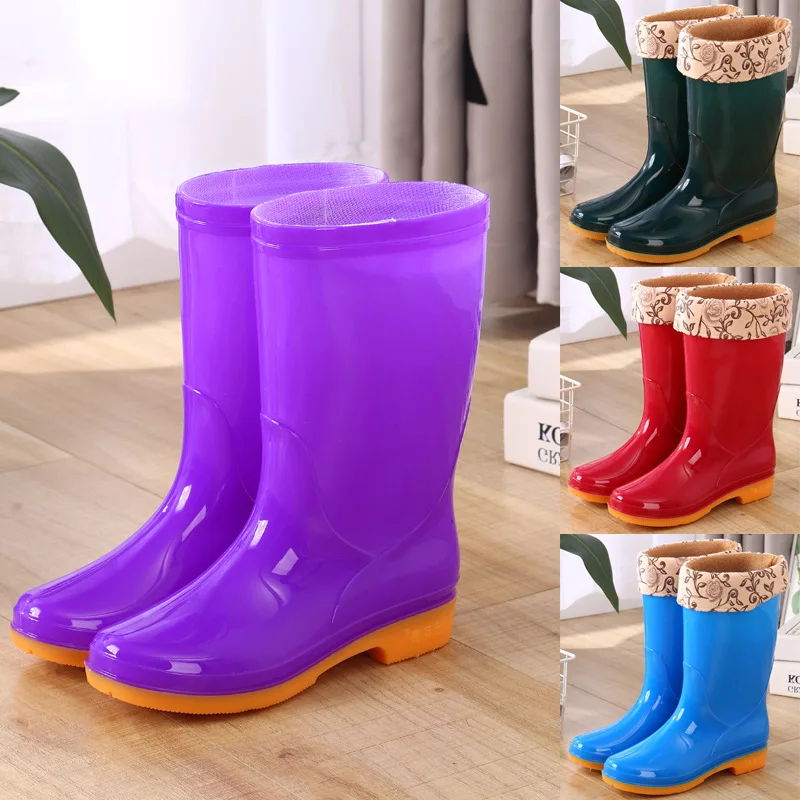 

Fashionable Kitchen Work Shoes Women's Rain Boots Mid-Calf Anti-Slip Car Wash Shoes Waterproof Spring Autumn Seasonal Warm Wa...