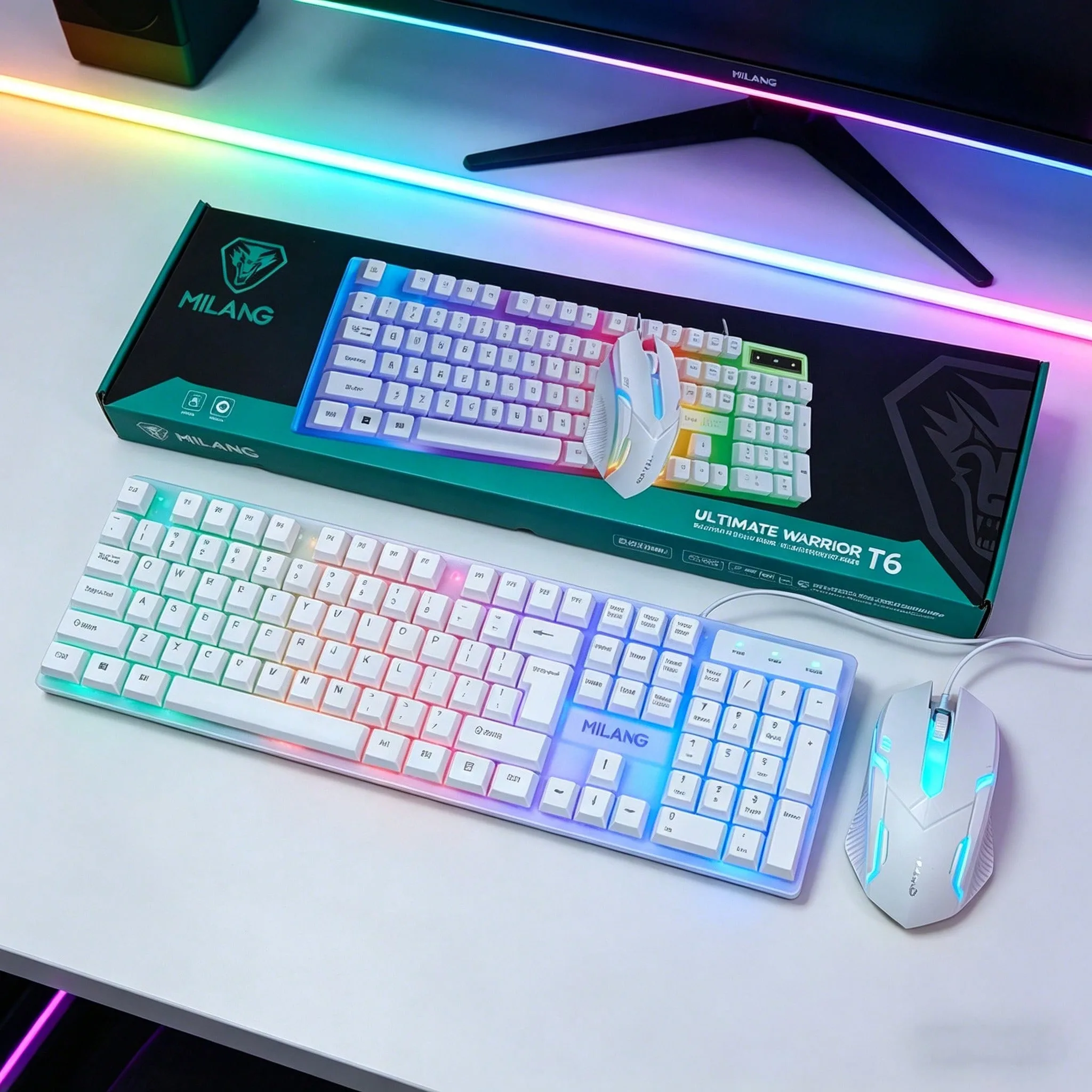 1pcsRGB Backlit Gaming Keyboard and Mouse Set, Wired 104-Key Mechanical-Feel Keyboard with LED Lighting, Ergonomic High-Precision Gaming Mouse, Plug-and-Play Keyboard and Mouse Combo for PC Gaming, Office Desk Accessories, Home, Laptop & Desktop Computers view 5