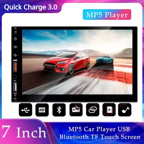 고속 충전 3.0 듀얼 USB 정전식 스크린, 풀 터치 HD 자동차 MP5 플레이어, USB 블루투스, TF 카드, 터치 스크린, 고속 충전, 7 인치