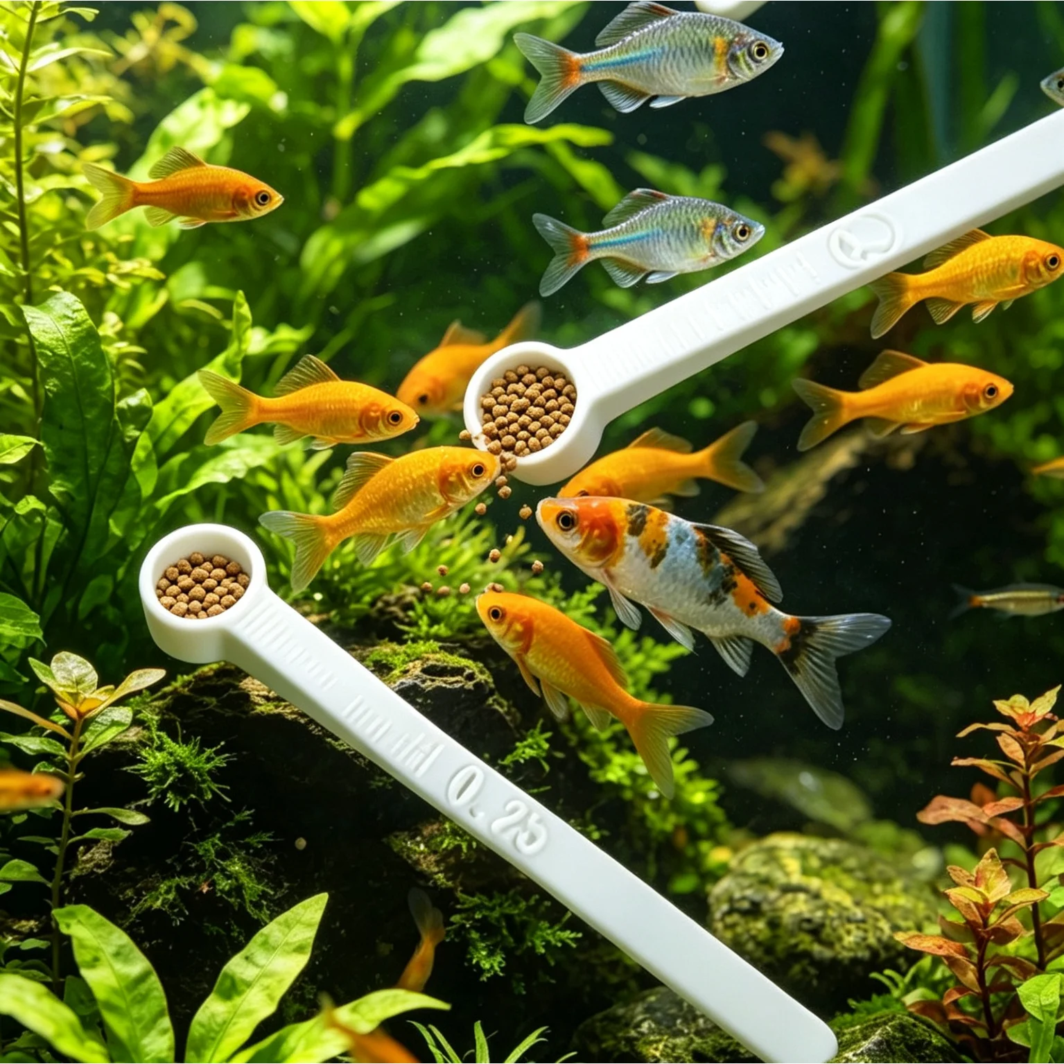 3pcs Fish Tank Feeding Spoons of Different Sizes, Measuring Spoons for Precise and Quantitative Feeding of Fish Food and Feed