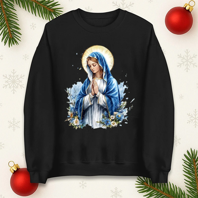 

Sweat Catholique Sweat Vierge Marie Holy Mary PNG Jumper Kersttrui Brushstroke Virgin Mary Design Hombre Mujer Sudadera