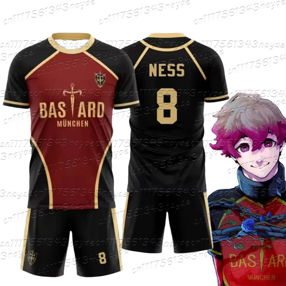 Blue Lock Bastard Munich Graphic Kids Tee Shorts Set Men Women Anime Futsal Summer Casual Sports Comfortable Two Piece Set