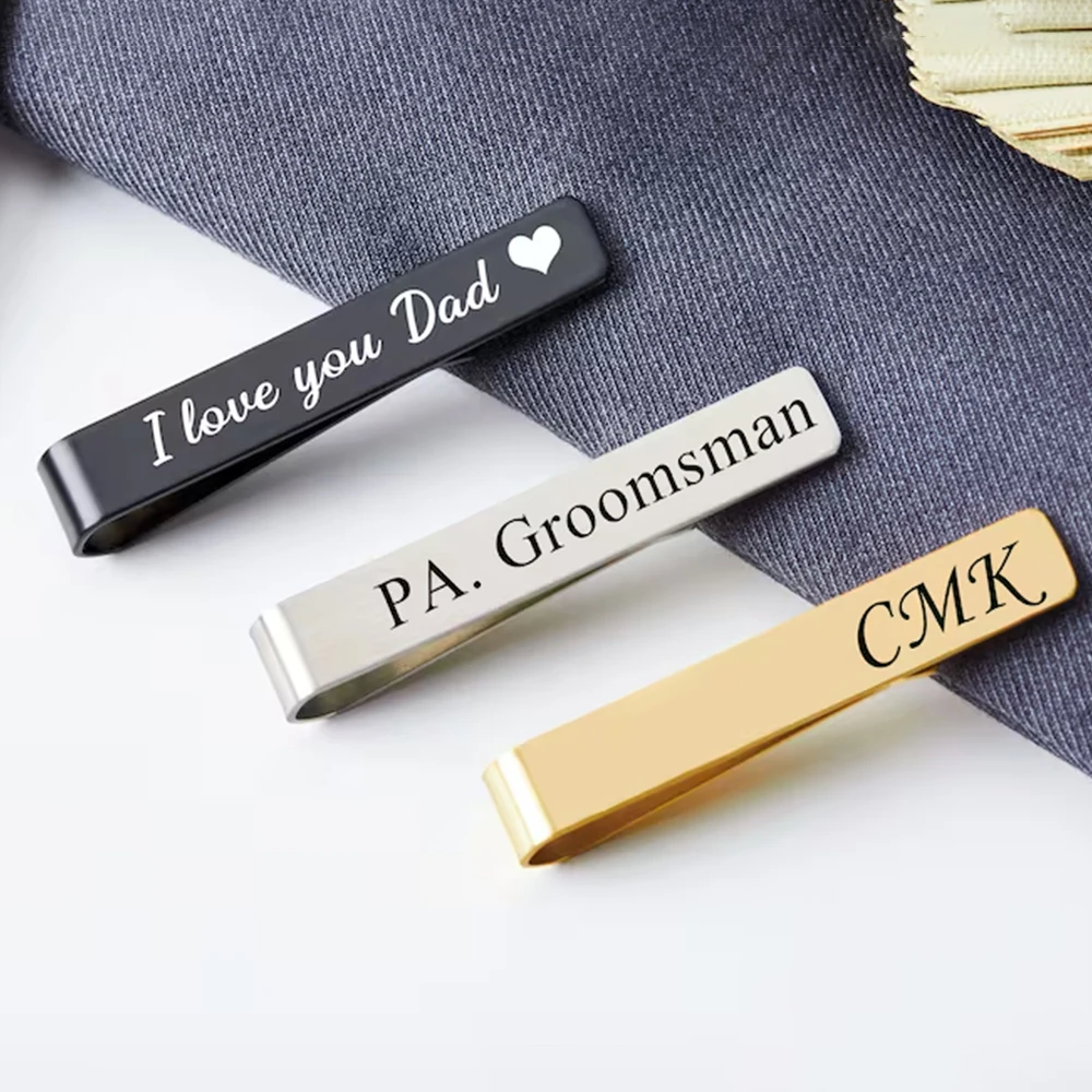 

Men's Personalized Stainless Steel Name Tie Clip Custom Carving Name Accessories Jewelry Valentine's Day Gift Anniversary Gift