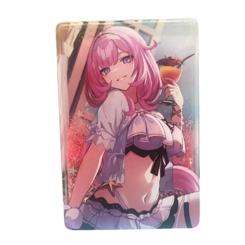 Goddess Story Collapse Kiana Elysia Anime Characters Acrylic Quicksand Card Rare Toys Collection Flash Card Christmas Gift