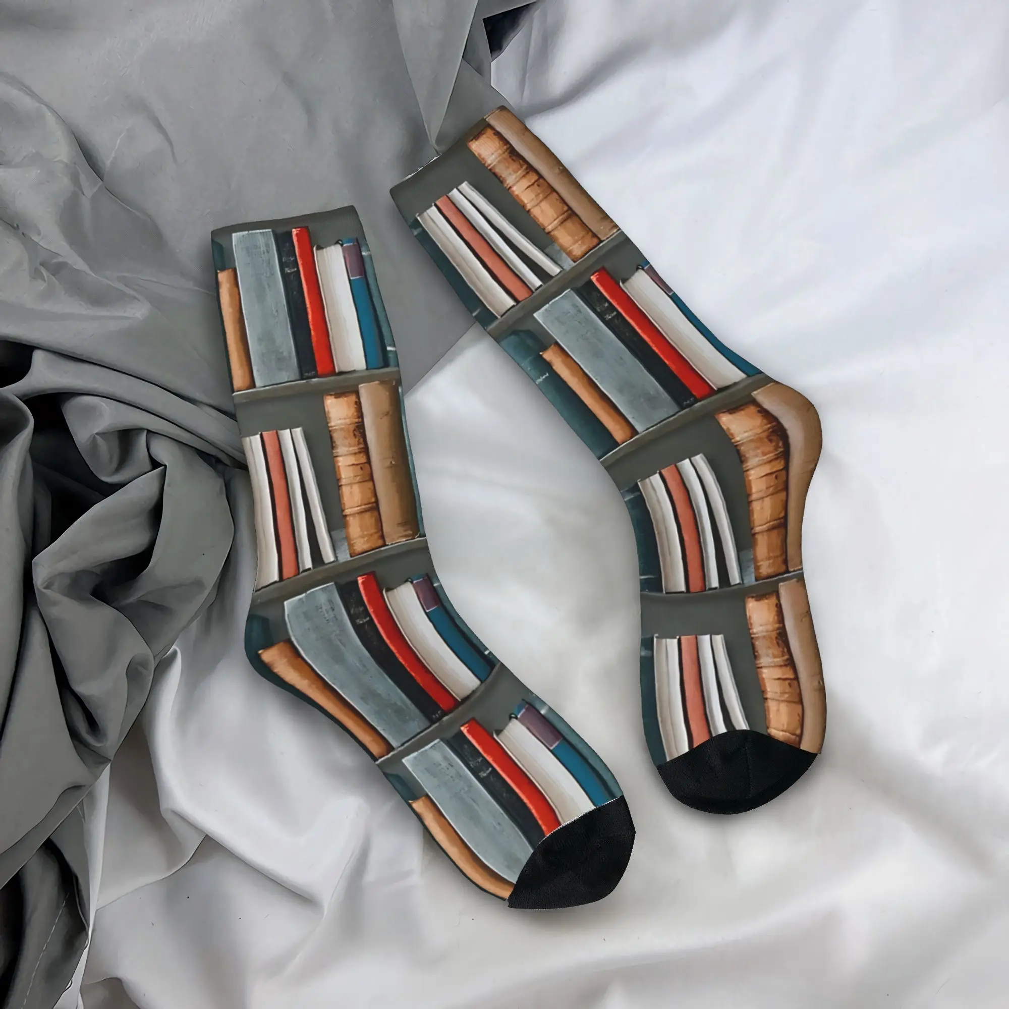 

Library Books Story Lover Print Socks Fashion Stockings Spring Anti Bacterial Men's Socks Quality Design Outdoor Socks