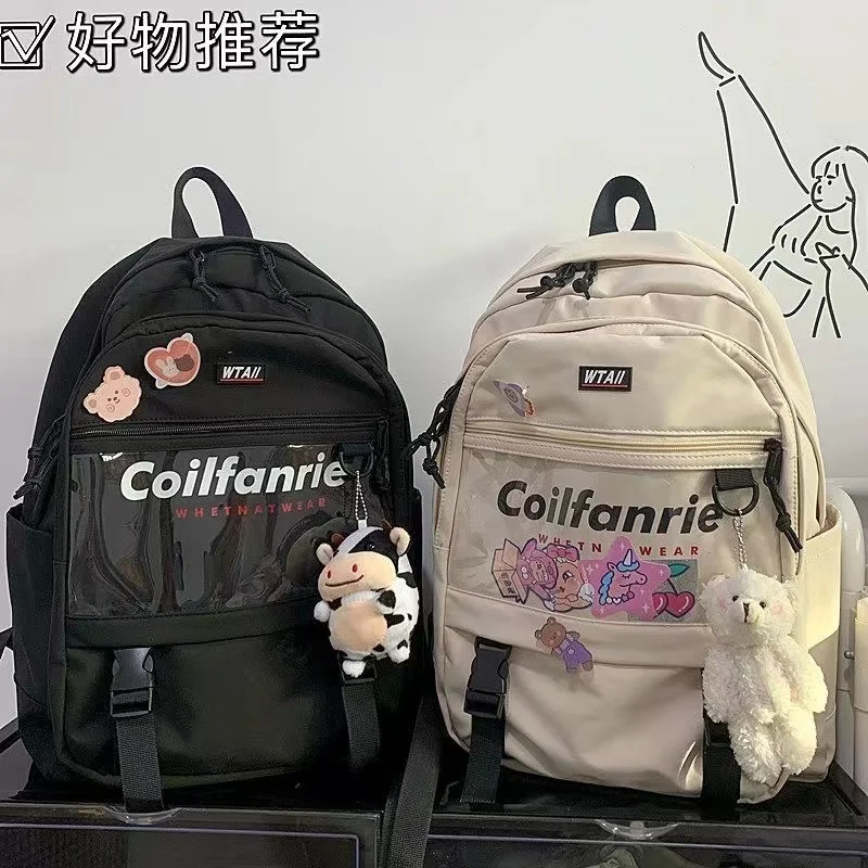 Japanese Harajuku Backpack Women Transparent Pocket Itabag Backpacks High School Bags JK Cool Teenage Girls Bags ita bag mochila