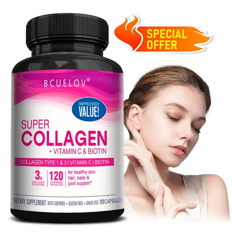 Collagen Supplement Rich in Vitamin C and Biotin - Supports nails and hair, smooth skin, joint and bone health